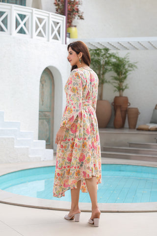 Ethnic Printed A-Line Midi Dress