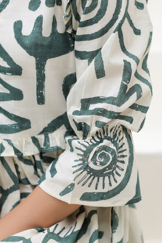 Ethnic Printed Tiered Midi Dress