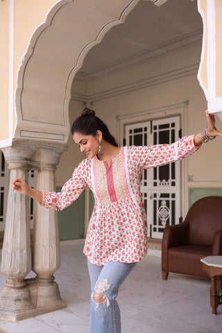 Ethnic cotton top with flared fit