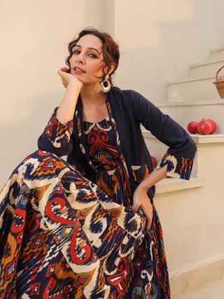 Ethnic fit flare dress