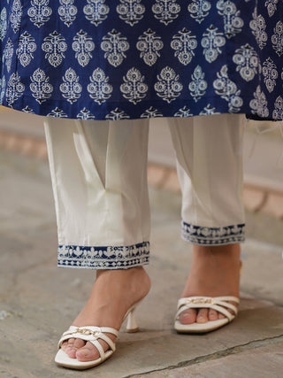 Ethnic motif blue kurta set