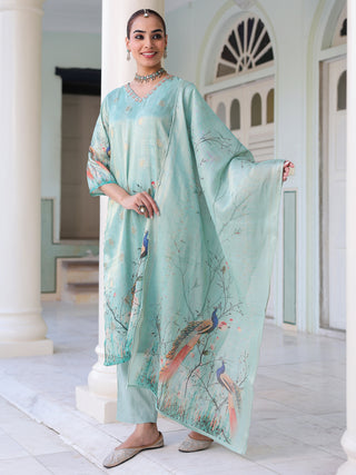 Ethnic motifs zari chanderi kurta set