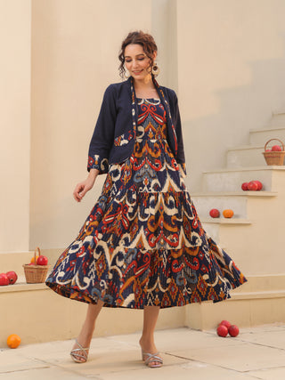 Ethnic print midi dress