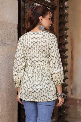 Ethnic print pure cotton top women
