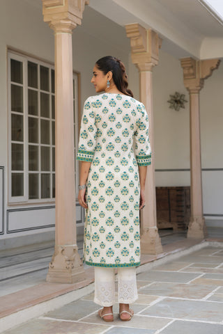 Ethnic print straight kurta