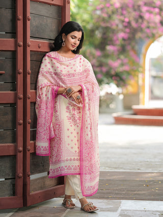 Ethnic wear pink kurta dupatta set