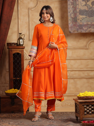 Festive Orange Anarkali Outfit