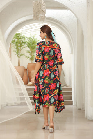 Flared Blue A-Line Dress