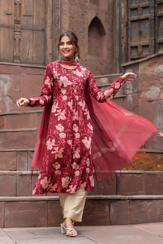 Floral A-Line Kurta Set