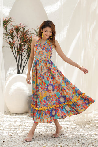 Floral Cotton Flared Dress
