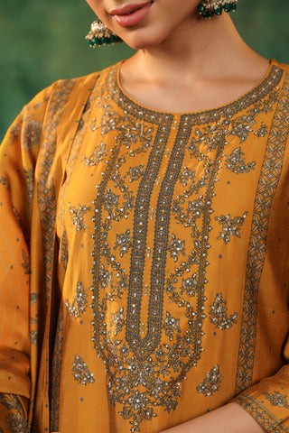 Floral Design Kurta with Dupatta