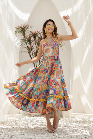 Floral Flared Cotton Dress