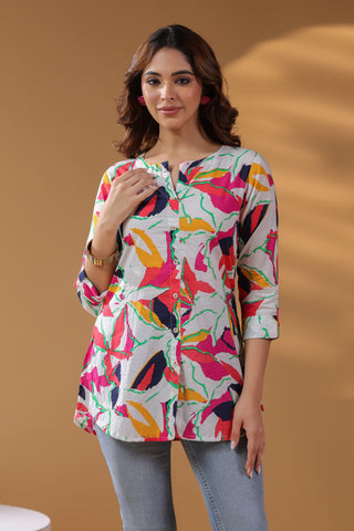 Floral Printed Cotton Top for Women
