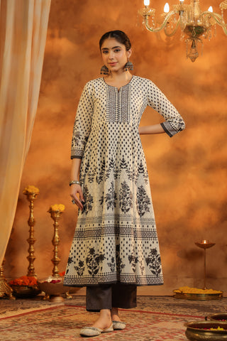 Floral Printed Kurta with Dupatta