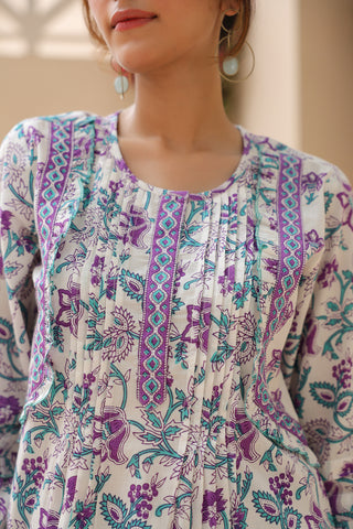 Floral Purple Short Sleeve Top