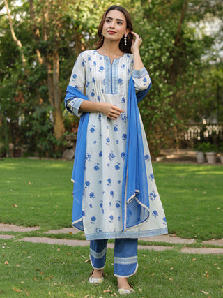 Floral cotton ethnic kurta set women