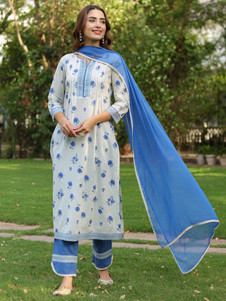 Floral cotton kurta with dupatta women