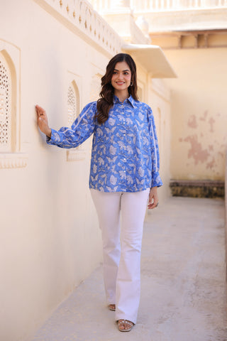 Floral cotton shirt for women