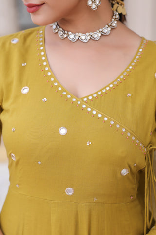 Floral print kurta trousers dupatta set