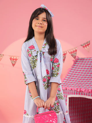 Floral printed cotton dress for girls
