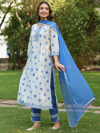 Floral printed cotton kurta set women