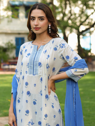 Floral printed kurta set with dupatta