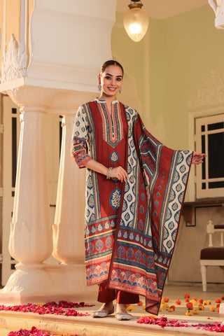 Floral printed muslin kurta set