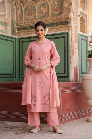 Floral thread work ethnic wear
