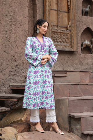 Flower print ethnic kurta