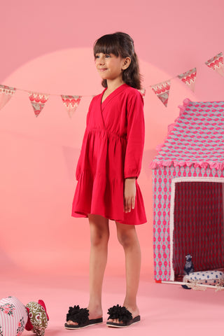 Girls cotton mini dress with A-line silhouette