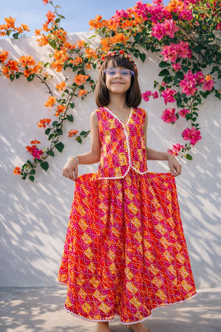 Girls printed top and skirt clothing set