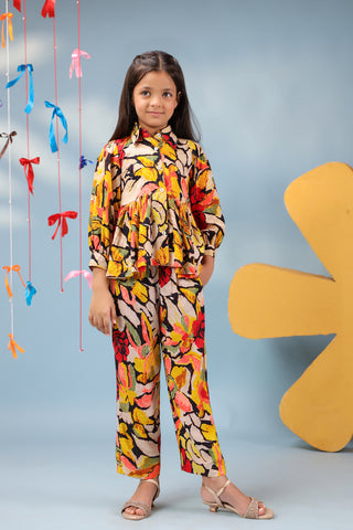 Girls printed top and trouser set