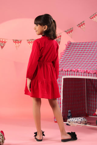Kids casual A-line mini dress crafted from pure cotton