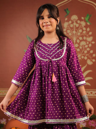 Kids cotton kurti sharara ethnic set
