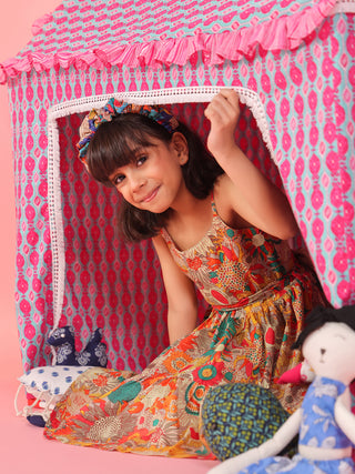 Kids orange knee length dress
