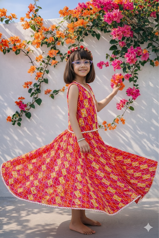 Kids printed top with matching skirt set