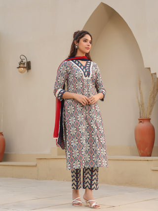 Kurta pant dupatta cotton set
