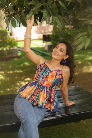 Lightweight cotton peplum blouse