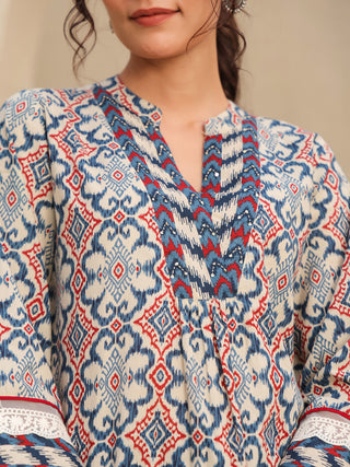 Lightweight cotton print top