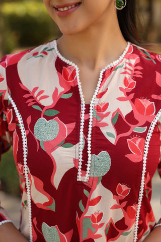 Lightweight pure cotton kurta with floral print design