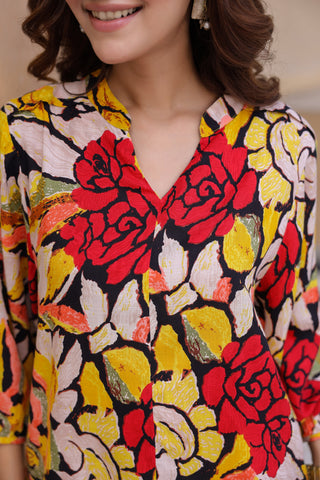 Mandarin collar top and trousers set