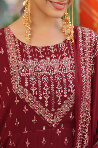 Maroon georgette kurta set festive wear