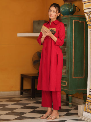 Minimalist cotton kurta trousers ethnic set
