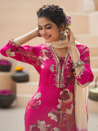 Mirror Work Kurta With Dupatta