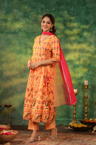 Motif Print Cotton Kurta Outfit