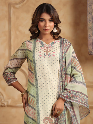 Motif Print Kurta 3 Piece Set