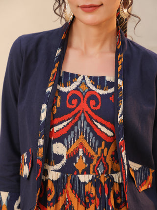 Motif cotton midi dress