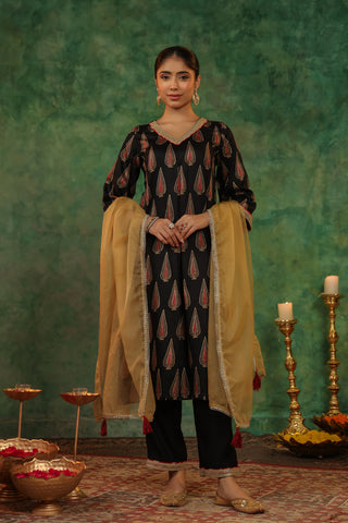 Motif print kurta set