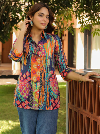 Multicolor abstract cotton casual shirt