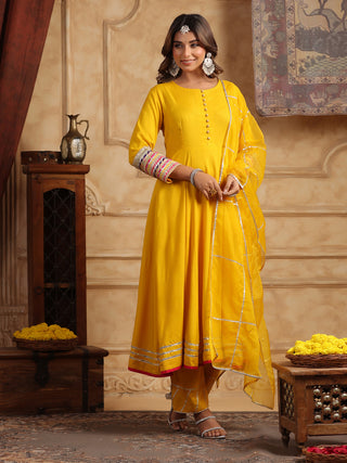 Mustard Anarkali Kurta Dupatta Set